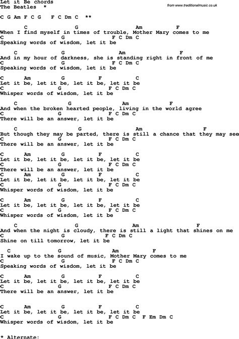 LET IT BE CHORDS by The Beatles @ Ultimate.